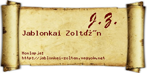 Jablonkai Zoltán névjegykártya