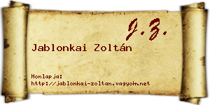 Jablonkai Zoltán névjegykártya
